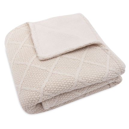 Jollein Ledikantdeken Check Knit Oatmeal/Teddy Fleece 100 X 150 Cm