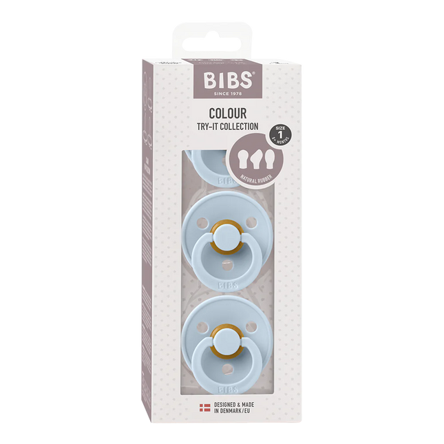 BIBS Speen Maat 1 Try-It Box Baby Blue