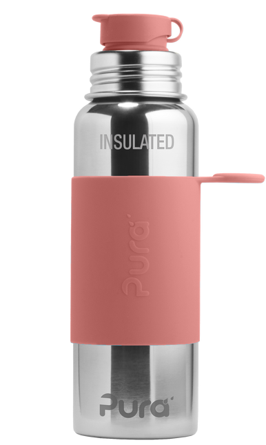 Pura thermos sportfles RVS 650 ml + rose sportdop + rose sleeve