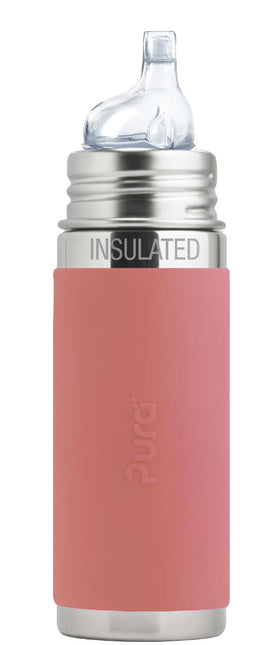 Pura thermos tuitfles RVS 260 ml + silicone tuitspeen + silicone reisdop + rose sleeve