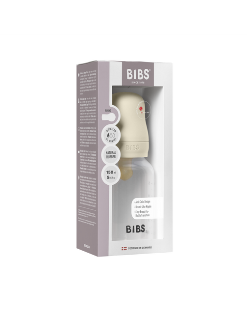 BIBS Babyfles Round Latex 150ml Slow Flow Ivory