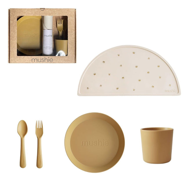 Mushie Giftbox Kinderservies Set Rond Mustard