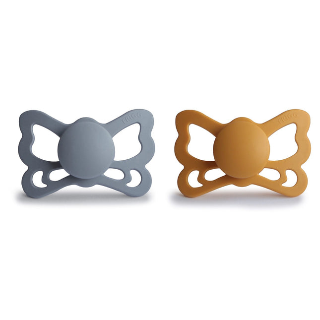 Frigg Speen Maat 2 Butterfly Great Gray/Honey Gold Silicone 2-Pack