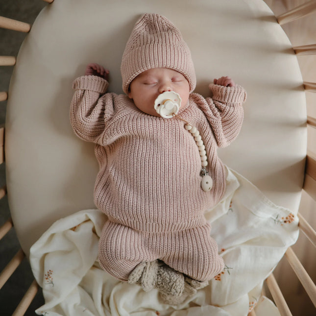 Mushie Baby Broekje Chunky Knit Blush