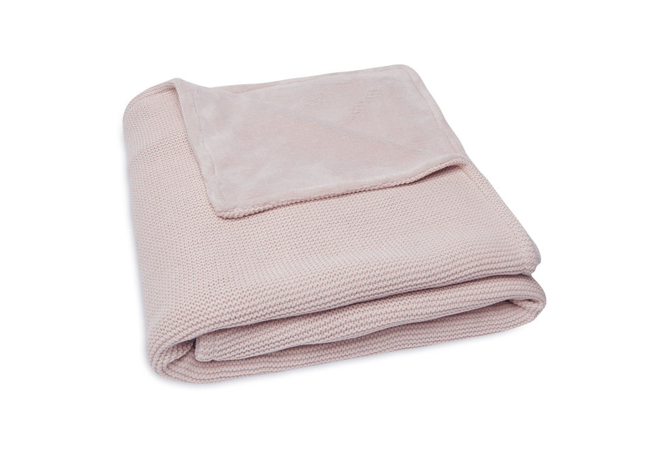 Jollein Koc do łóżka Basic Knit Pale Pink/Fleece 100x150cm