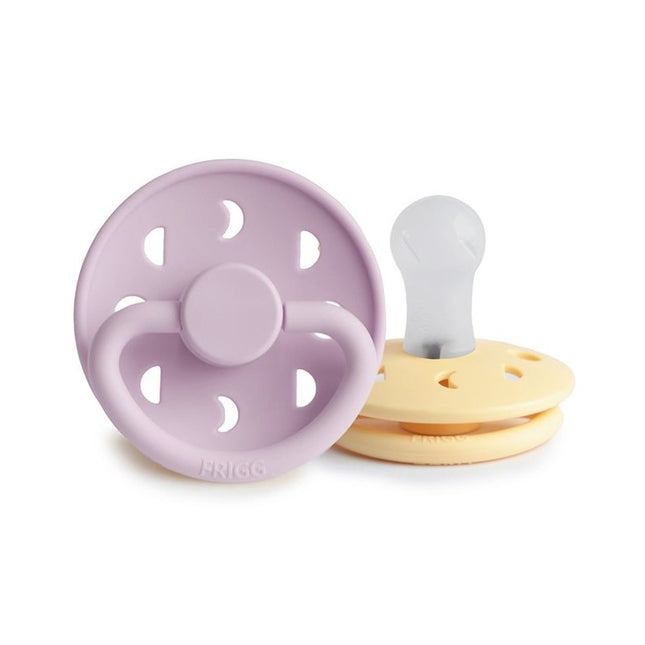 Frigg Speen Maat 1 Moon P. Daffodil/S. Lilac Silicone 2-Pack