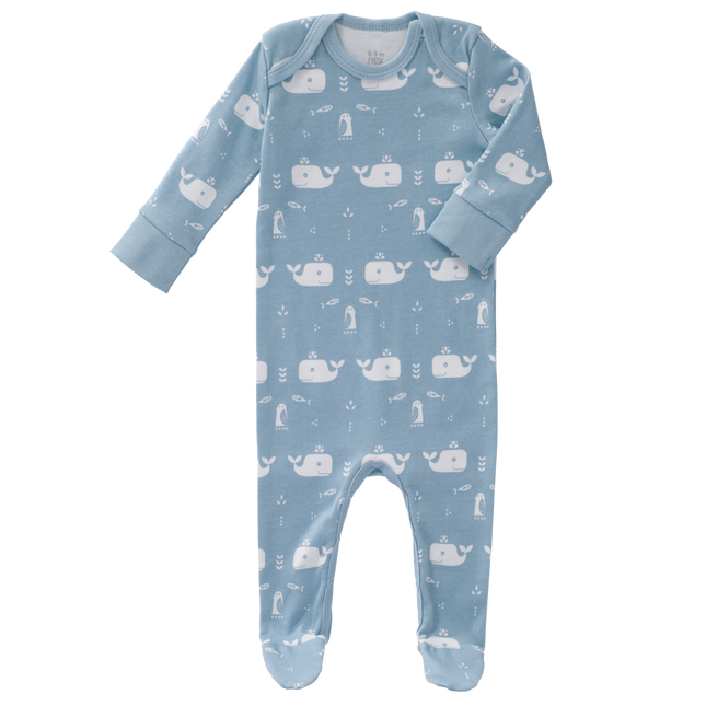 Fresk Baby Pyjama Met Voet Whale Blue Fog