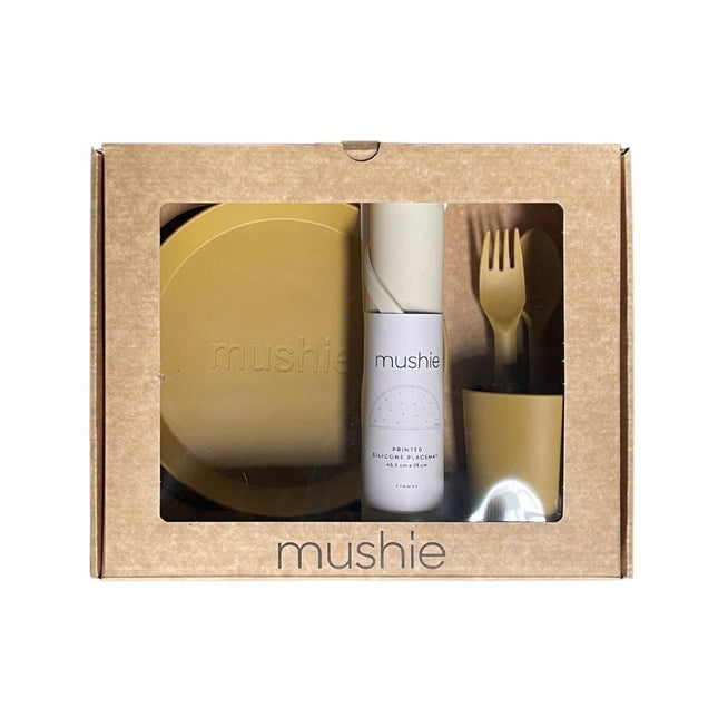 Mushie Giftbox Kinderservies Set Rond Mustard