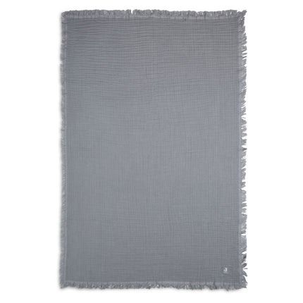 Jollein Wiegdeken Muslin Fringe Storm Grey 120x120cm