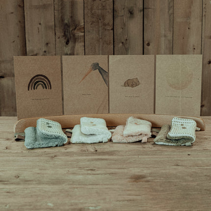 Snoozebaby Giftset Knuffeldoekje en Geboortekaartje Milky Rust