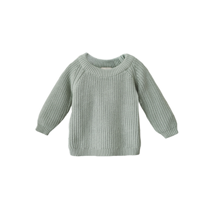 Mushie Baby Sweater Chunky Knit Light Mint