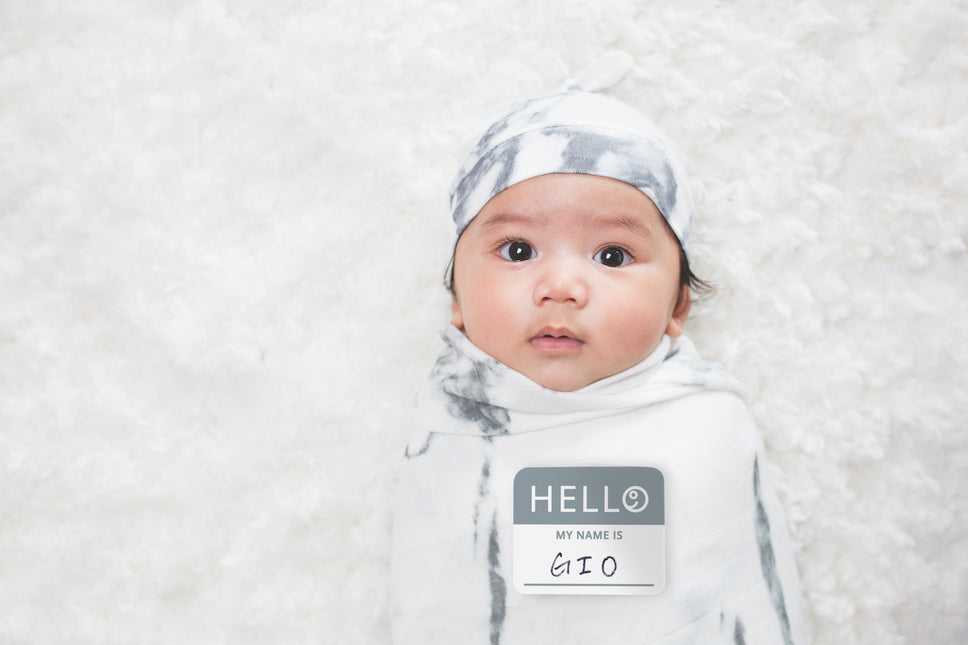 Lulujo Hydrofiele Doek Met Muts En Sticker Marble