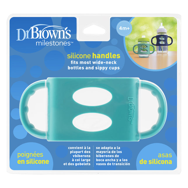 Dr. Brown's Siliconen handles brede halsfles turquoise