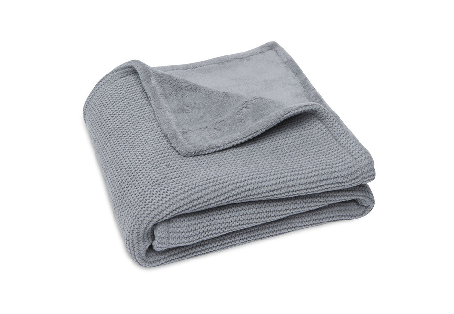 Jollein Wiegdeken Basic Knit Stone Grey/Fleece 75x100cm