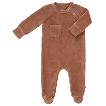 Fresk Baby Pyjama Velours Met Voet Twany Brown