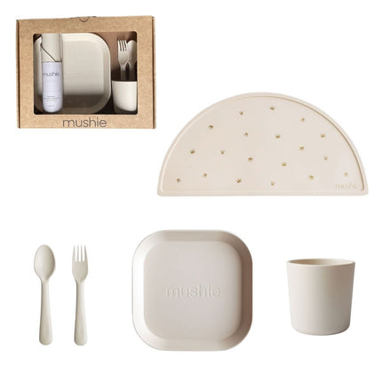 Mushie Giftbox Kinderservies Set Vierkant Ivory