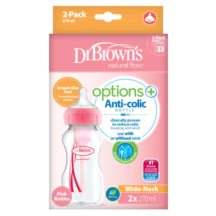 Dr. Brown's Options + Brede Halsfles 270ml duopack roze