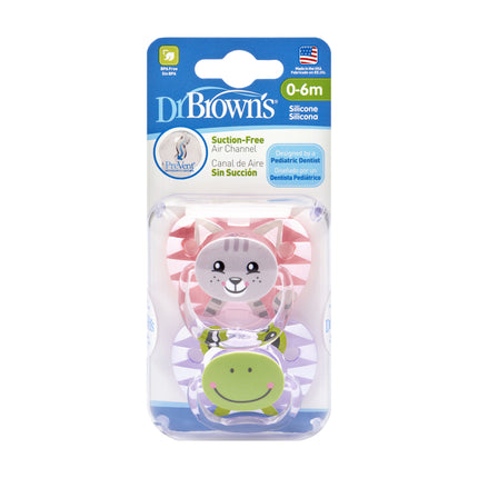 Dr. Brown's Speen Fase 1 Roze 2-pack animal faces