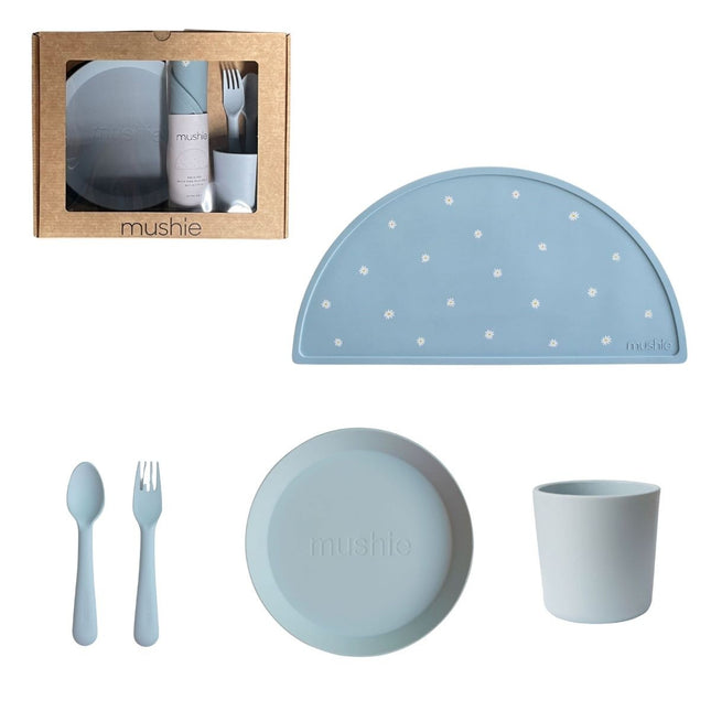 Mushie Giftbox Kinderservies Set Rond Powder Blue