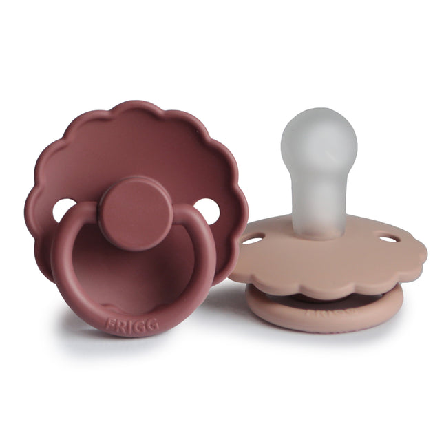 Frigg Speen Maat 1 Daisy Baby Blush/Woodch Silicone 2-Pack