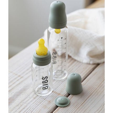 BIBS Babyfles Glas 225ml Baby Blue