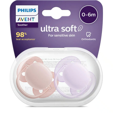 Philips Avent Fopspeen +0 Maanden Soft Grijs/Roze