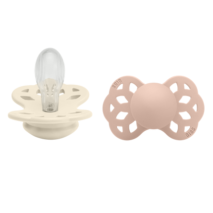 BIBS Speen Maat 2 Silicone Symmetrical Ivory/Blush 2st