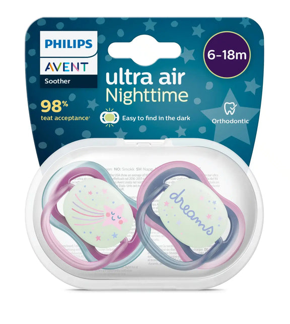 Smoczek Philips Avent +6 miesięcy Air Night Star/Dream