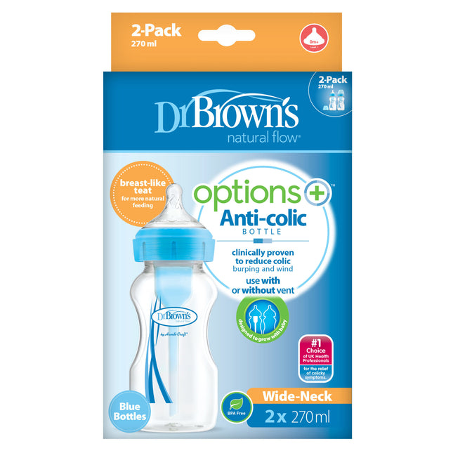Dr. Brown's Options + Brede Halsfles 270ml duopack blauw