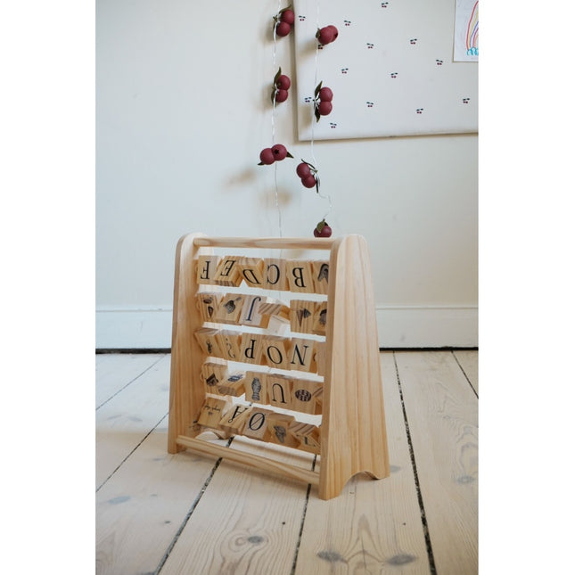 Konges Slojd Telraam Abc Wooden Block Frame Multi