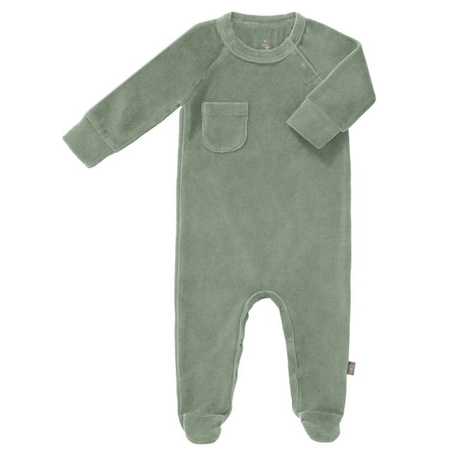 Fresk Baby Pyjama Velours Met Voet Forest Green
