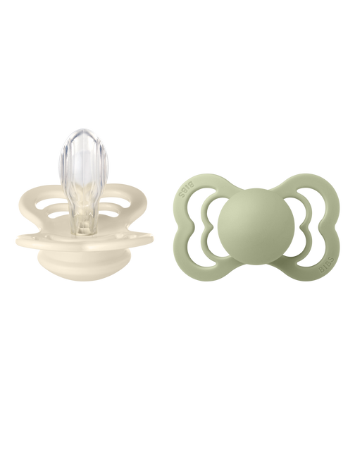 BIBS Speen Maat 1 Ivory/Sage Supreme Silicone 2st