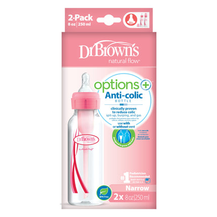 Dr. Brown's Options+standaardfles 250ml duopack roze