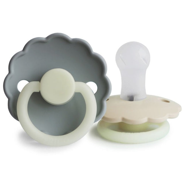 Frigg Speen Maat 1 Daisy Night Cream/Fr.Gray Silicone 2-Pack