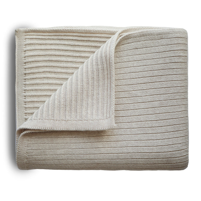 Mushie Wiegdeken Ribbed Beige Melange