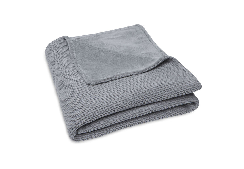 Jollein Koc do łóżka Basic Knit Stone Grey/Fleece 100x150cm