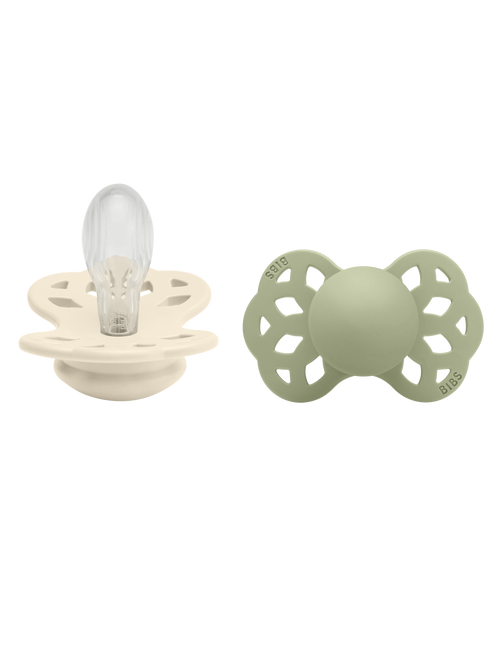 BIBS Speen Maat 2 Silicone Symmetrical Ivory/Sage 2st