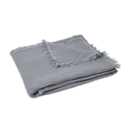 Jollein Wiegdeken Muslin Fringe Storm Grey 120x120cm