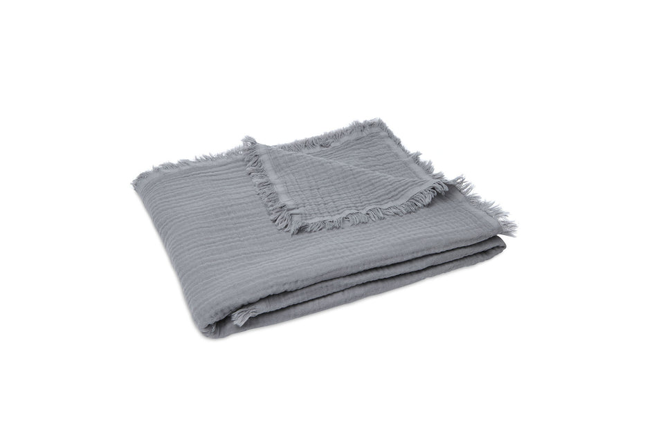 Jollein Wiegdeken Muslin Fringe Storm Grey 120x120cm