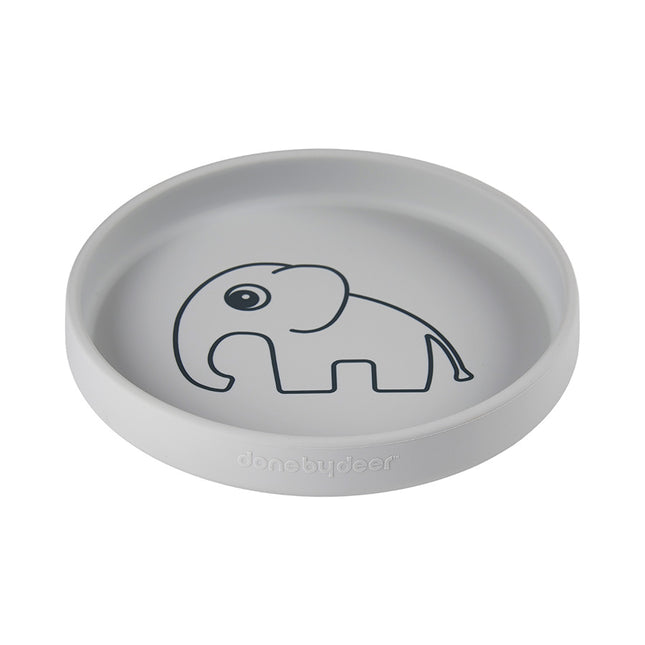 Done by Deer Baby Plate Silicone Elphee Grey