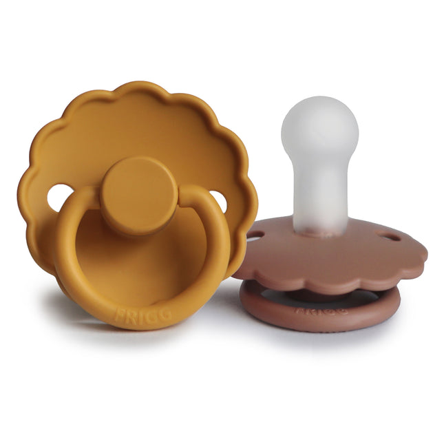 Frigg Speen Maat 2 Daisy Honey Gold/Rose G. Silicone 2-Pack