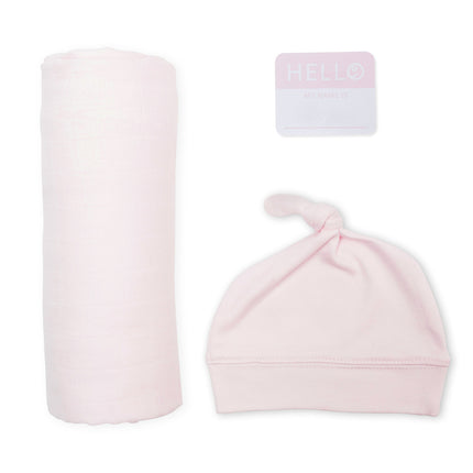 Lulujo Hydrofiele Doek Met Muts En Sticker Pink