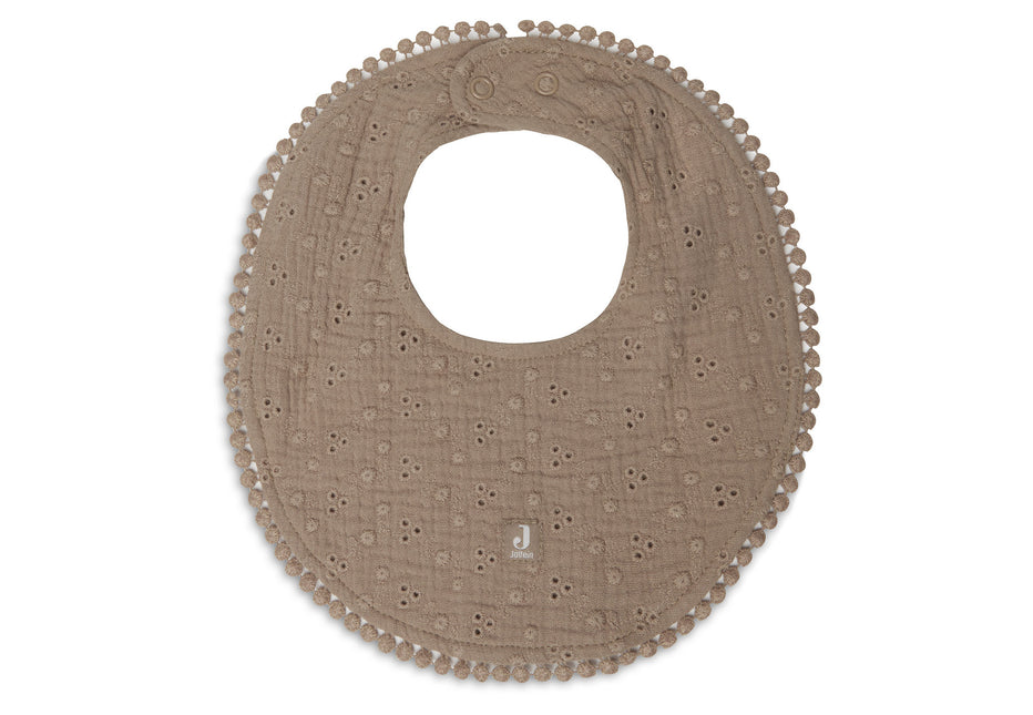 Jollein Bib Bandana okrągła z haftem Biscuit