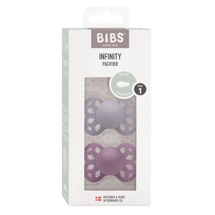 BIBS Speen Maat 1 Silicone Symmetrical Fossil Grey/Mauve 2st