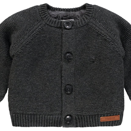 Noppies Baby Vestje Gebreid Dani Teddy Voering Dark Grey Melange