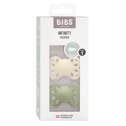 BIBS Speen Maat 1 Silicone Symmetrical Ivory/Sage 2st