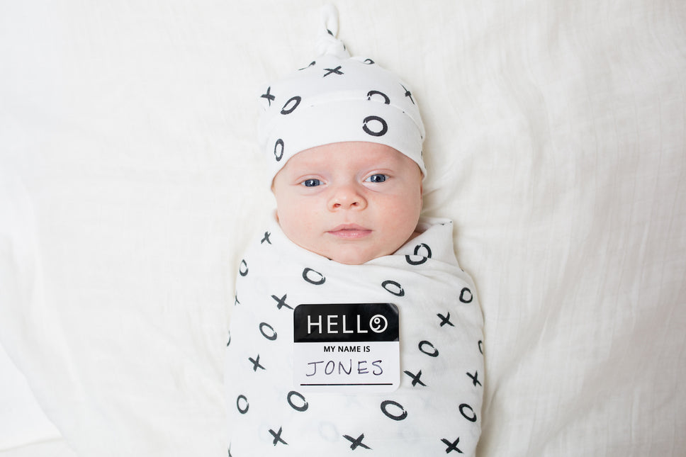 Lulujo Hydrofiele Doek Met Muts En Sticker Hugs & Kisses