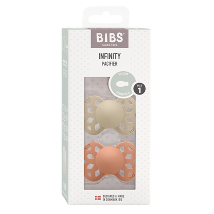 BIBS Speen Maat 1 Silicone Symmetrical Vanilla/Peach 2st