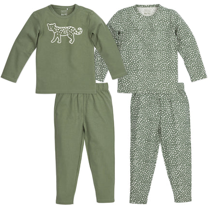 Meyco Baby Pyjama 2St Cheetah Forestgreen