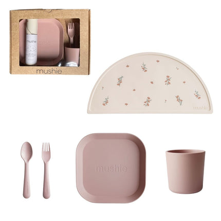 Mushie Giftbox Kinderservies Set Vierkant Blush